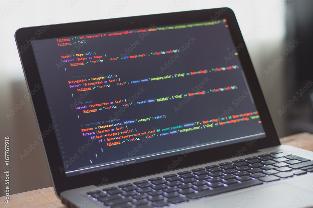 Computer code on laptop (web developing) Computer code on laptop (web developing)