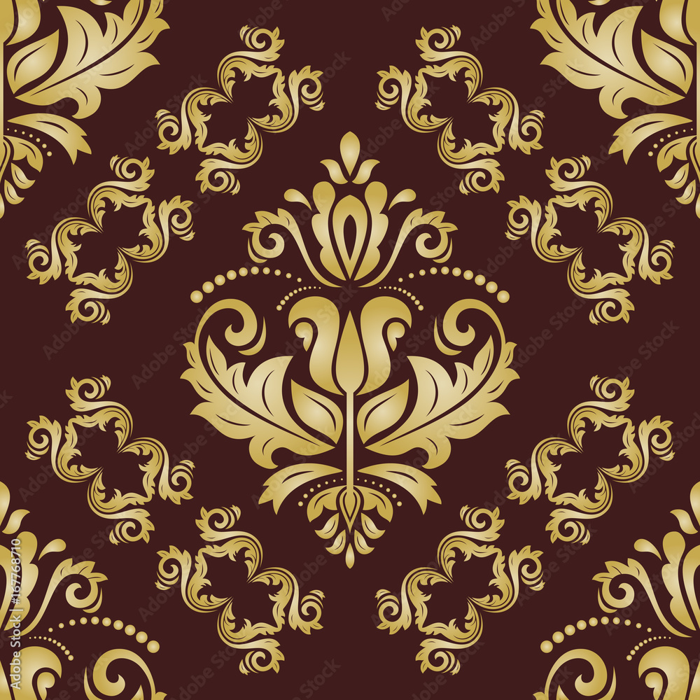 Classic seamless vector pattern. Traditional orient ornament. Classic vintage brown and golden background Classic seamless vector pattern. Traditional orient ornament. Classic vintage brown and golden background