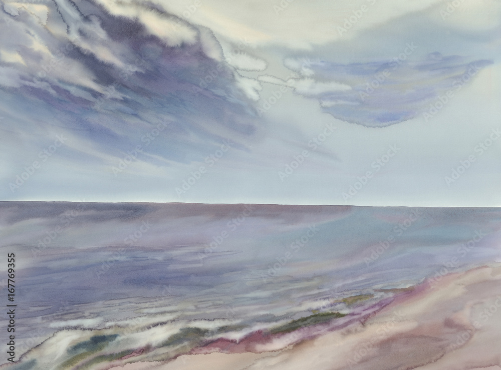 Seascape watercolor background