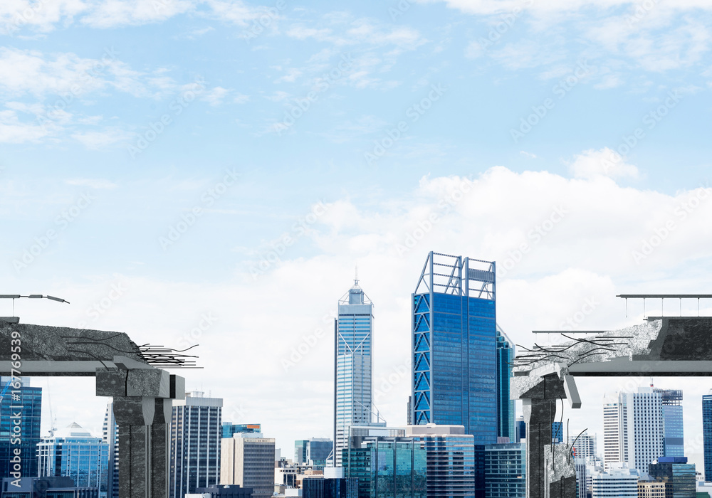 Risk and danger concepts by means of broken bridge.