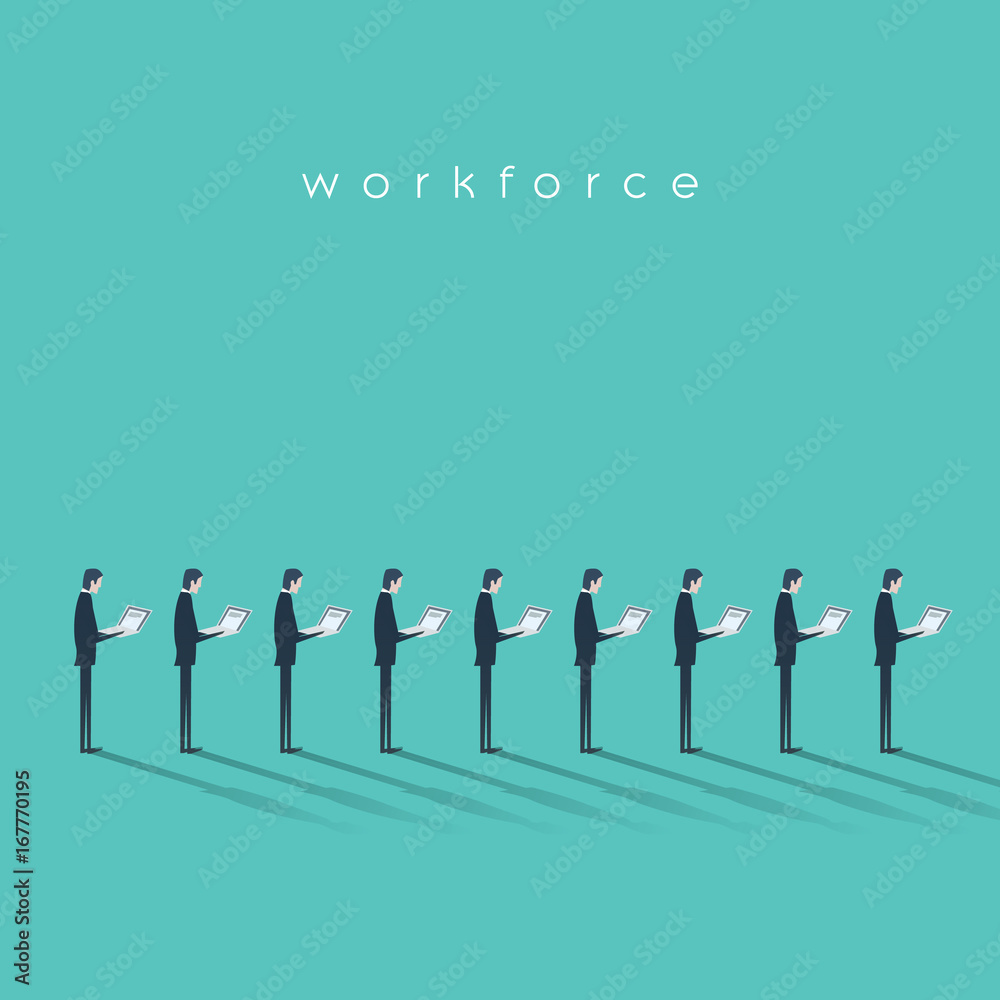 Ταπετσαρία Business workforce vector illustration concept with businessmen doing menial repetitive job