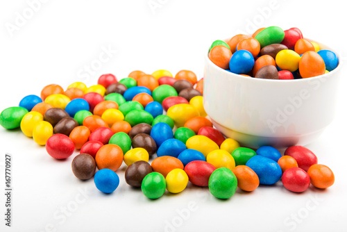 Colored sweets in chocolate