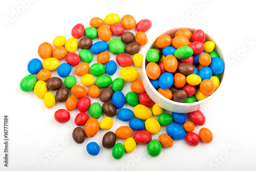 Colored sweets in chocolate