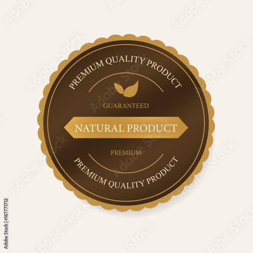 set of natural label and organic label gold brown color. vintage labels and badges design.
