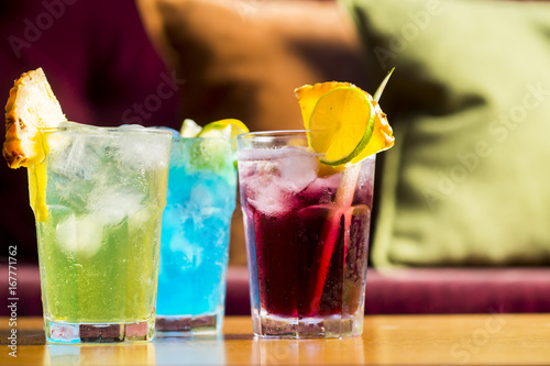 Three colorful summer cocktails