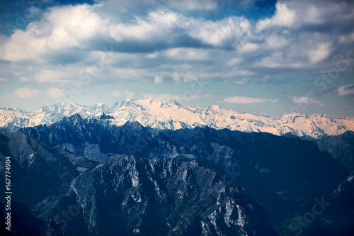 View of Lake Garda from Mount Monte Baldo. Italy  the Dolomites.