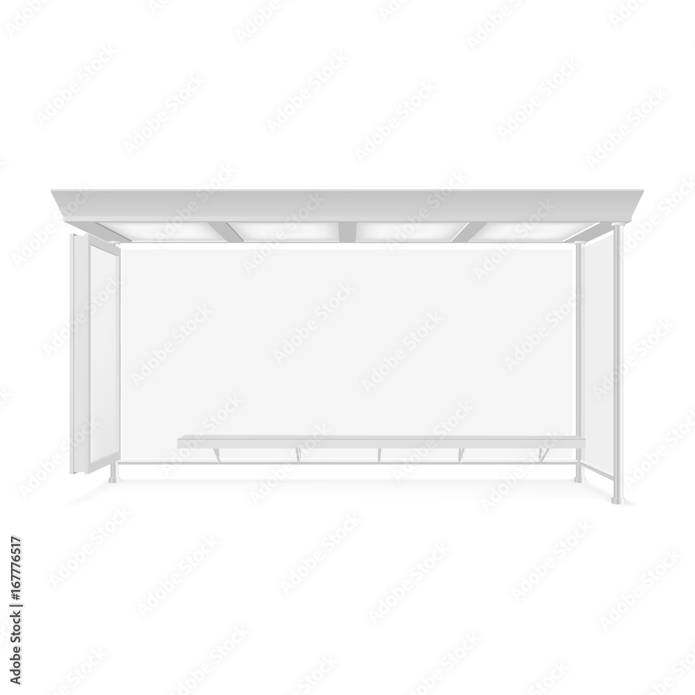 Public transport bus stop shelter billboard for advertisers and your design. Vector object. Isolated on white background. Public transport bus stop shelter billboard for advertisers and your design. Vector object. Isolated on white background.
