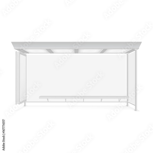 Public transport bus stop shelter billboard for advertisers and your design. Vector object. Isolated on white background.