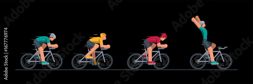 Group of cyclists in road racing.