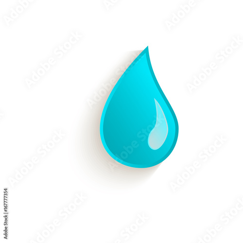 vector cartoon water drop closeup. Isolated illustration on a white background. Autumn object concept