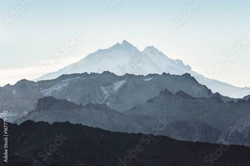 View of Tronador Mountain and rugged landscape, Andes, Nahuel Huapi National Park, Rio Negro, Argentina photo