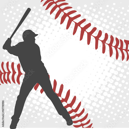 baseball player silhouette on the abstract background - vector