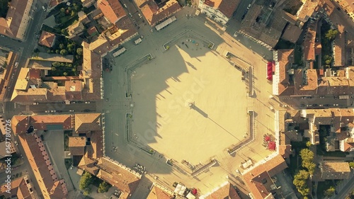 Aerial top down view of the hexagonal square in the center of Palmanova, Italy photo