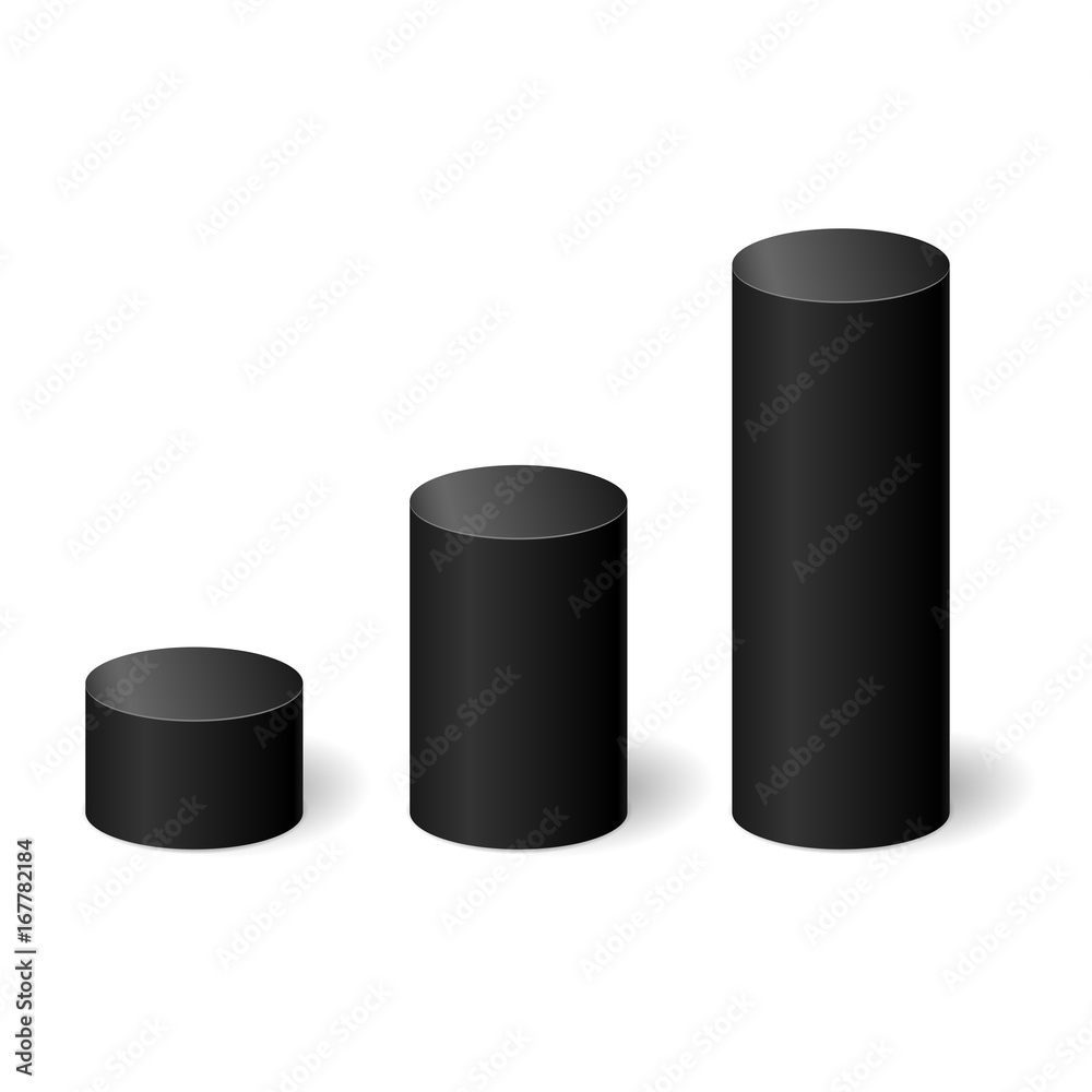 Black 3D cylinders with a shadow. Vector illustration Black 3D cylinders with a shadow. Vector illustration