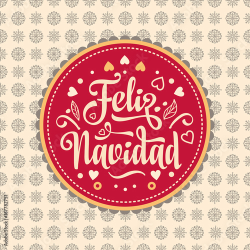 Feliz navidad. Xmas card. Spanish language