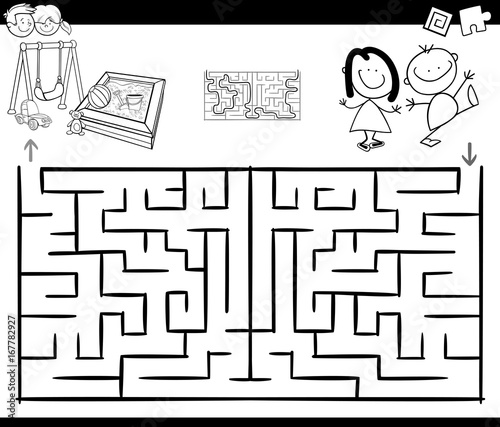 maze activity game with kids and playground