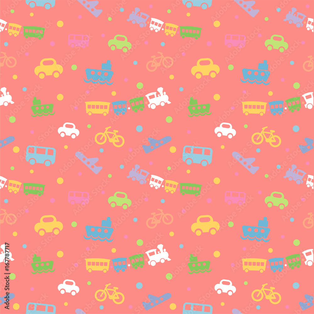 Seamless pattern with cute baby toys.
