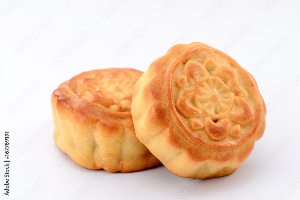 chinese moon cake -- food for Chinese mid-autumn festival isolated on white background chinese moon cake -- food for Chinese mid-autumn festival isolated on white background