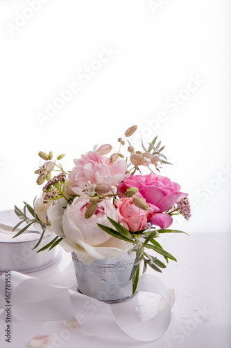 Wallpaper Mural Beautiful English rose flower bouquet on white background Torontodigital.ca