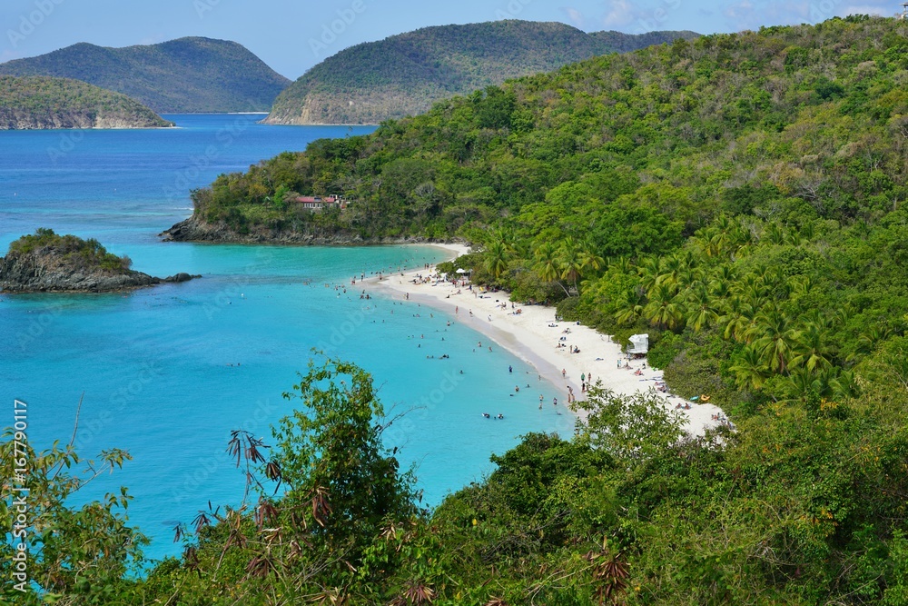 Naklejka premium The famous Trunk Bay beach on St John in the Virgin Islands National Park