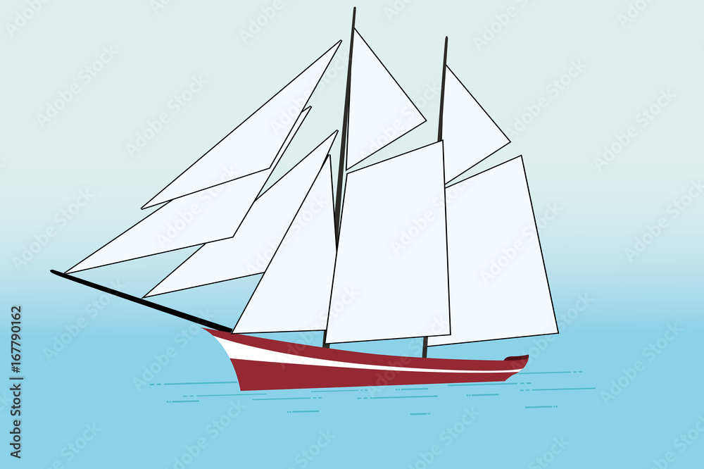 Cruise ship isolated on blue background. Vector flat style illustration