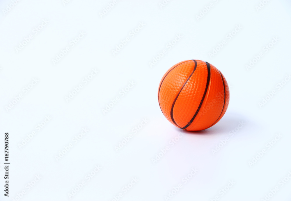 Orange basketball on White background.Copy space for your text.