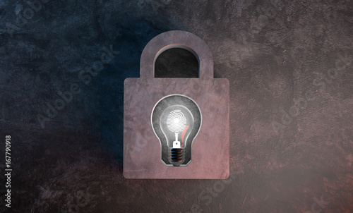 bulb lights, Copyright protect and lock creative idea