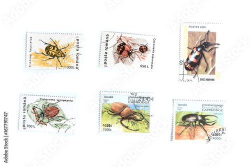  A set of postage stamps printed from different countries.