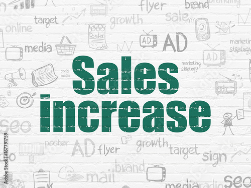 Advertising concept  Sales Increase on wall background
