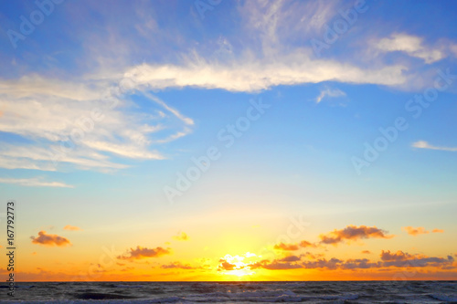 Golden sunset tropical sea background. © hramovnick