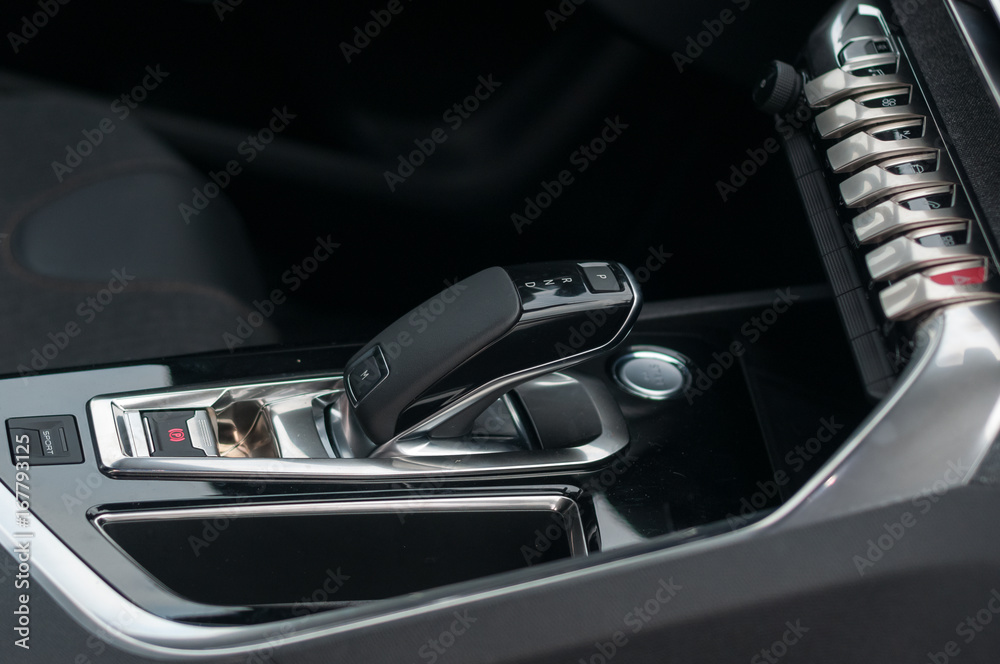 Gear shifter in the new car. Gear shifter in the new car.