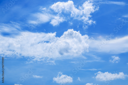 Blue sky with mostly cloudy white group in summer