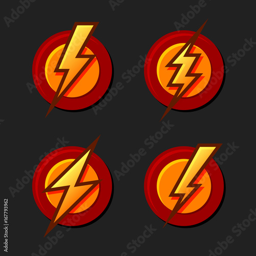 Schilderij op canvas Superhero Sign with Lighting Bolt Icons Set. Vector