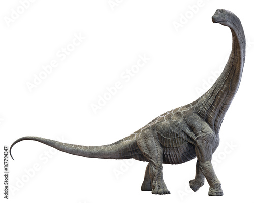 Naklejka Renderowania 3D Alamosaurus, samodzielnie na białym tle.