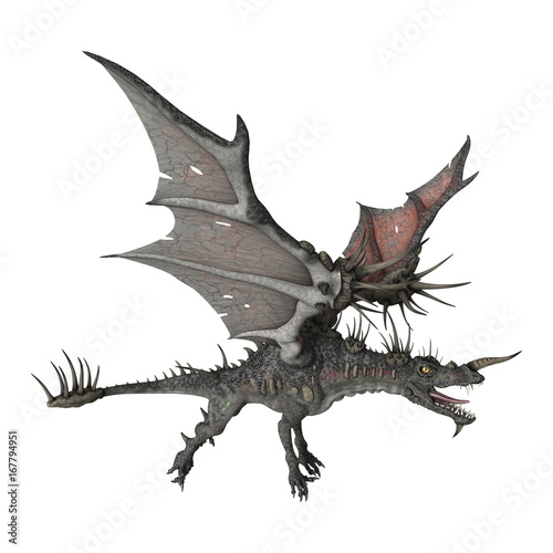 3D Rendering Fantasy Dragon on White