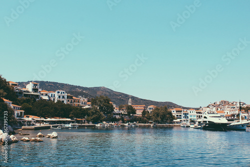 Greek island of Skiathos summer travel background, vacation, relaxation. © diignat