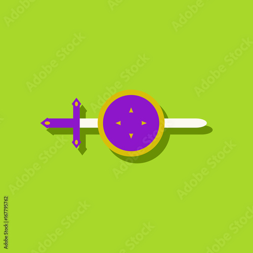 flat vector icon design collection sword and shield in sticker style