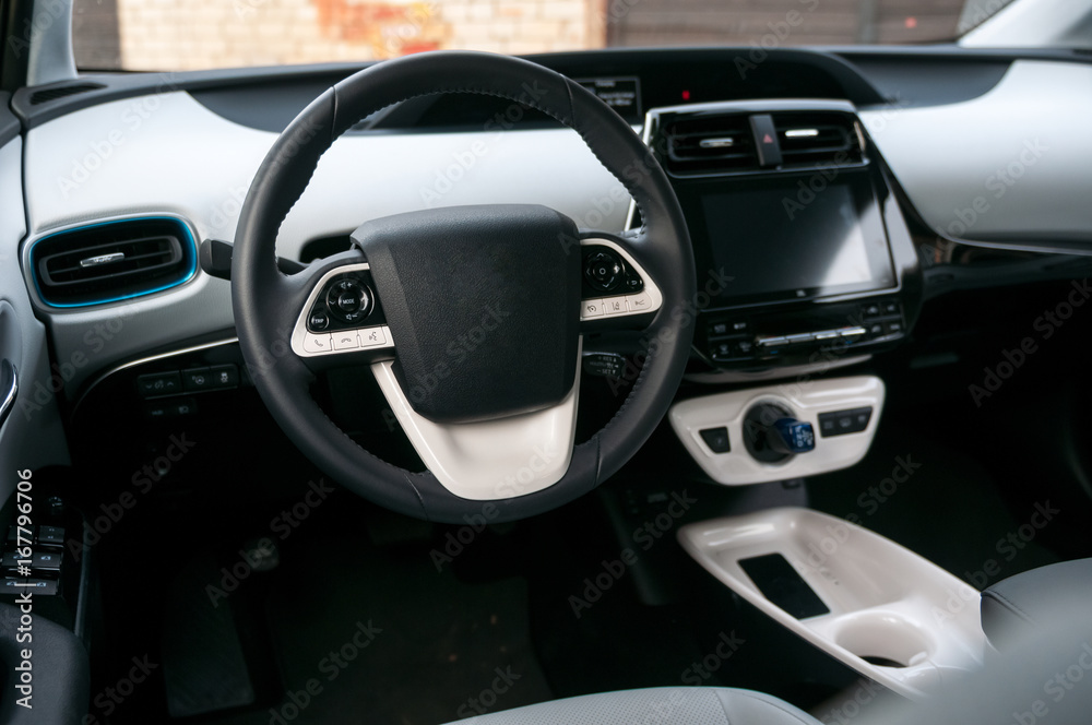 Modern, new car interior.