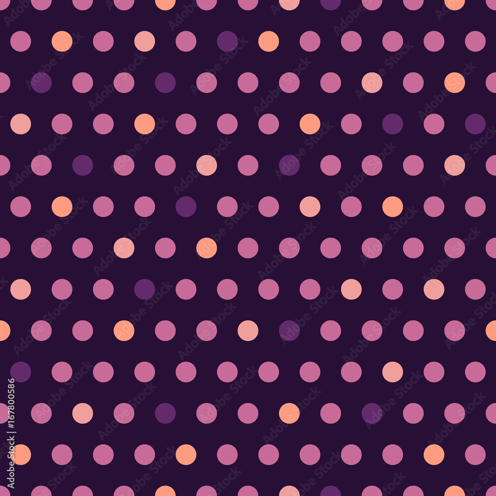 Vector purple polka dot seamless pattern. Simple abstract retro design. Vector purple polka dot seamless pattern. Simple abstract retro design.