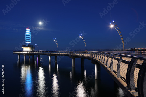 Brant St. Pier in Burlington, Canada at night photo