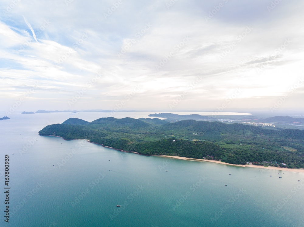 Aerial view of beautiful tropical island, Chumporn, Thailand
