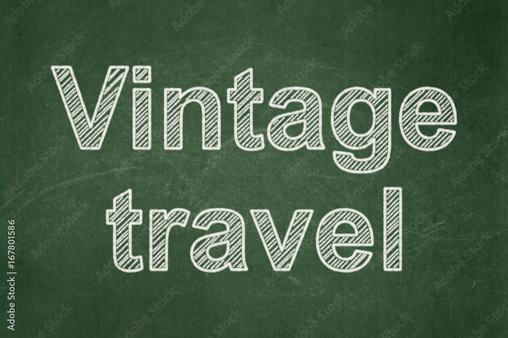 Obraz premium Travel concept: Vintage Travel on chalkboard background