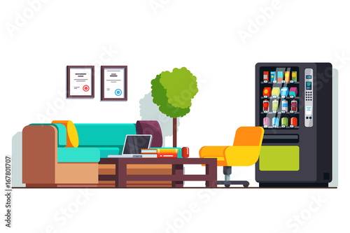 Business office waiting room with vending machine