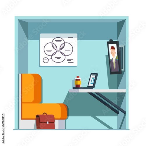 Private video conference booth room with monitor