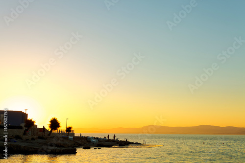 Sunset in Postira harbor - Dalmatia, Croatia