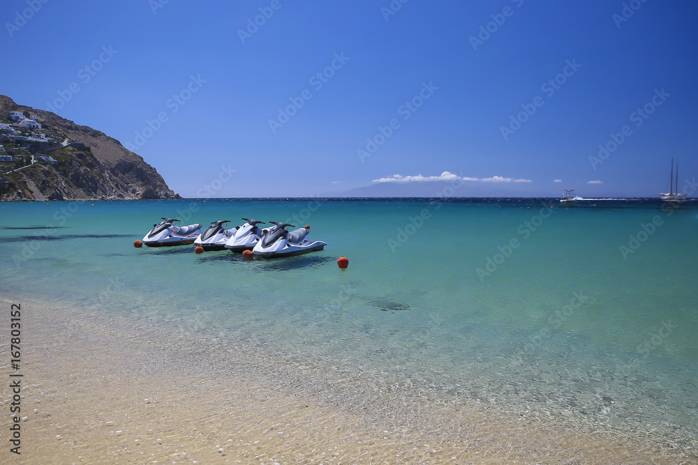 Tropical beach and boats