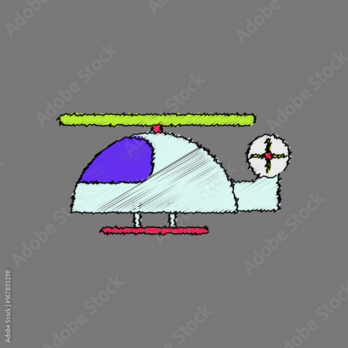 flat shading style icon helicopter toy flying