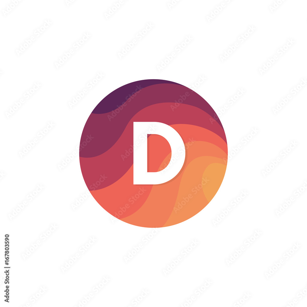 Retro circle icon D letter logo sign flat design. Retro circle icon D letter logo sign flat design.