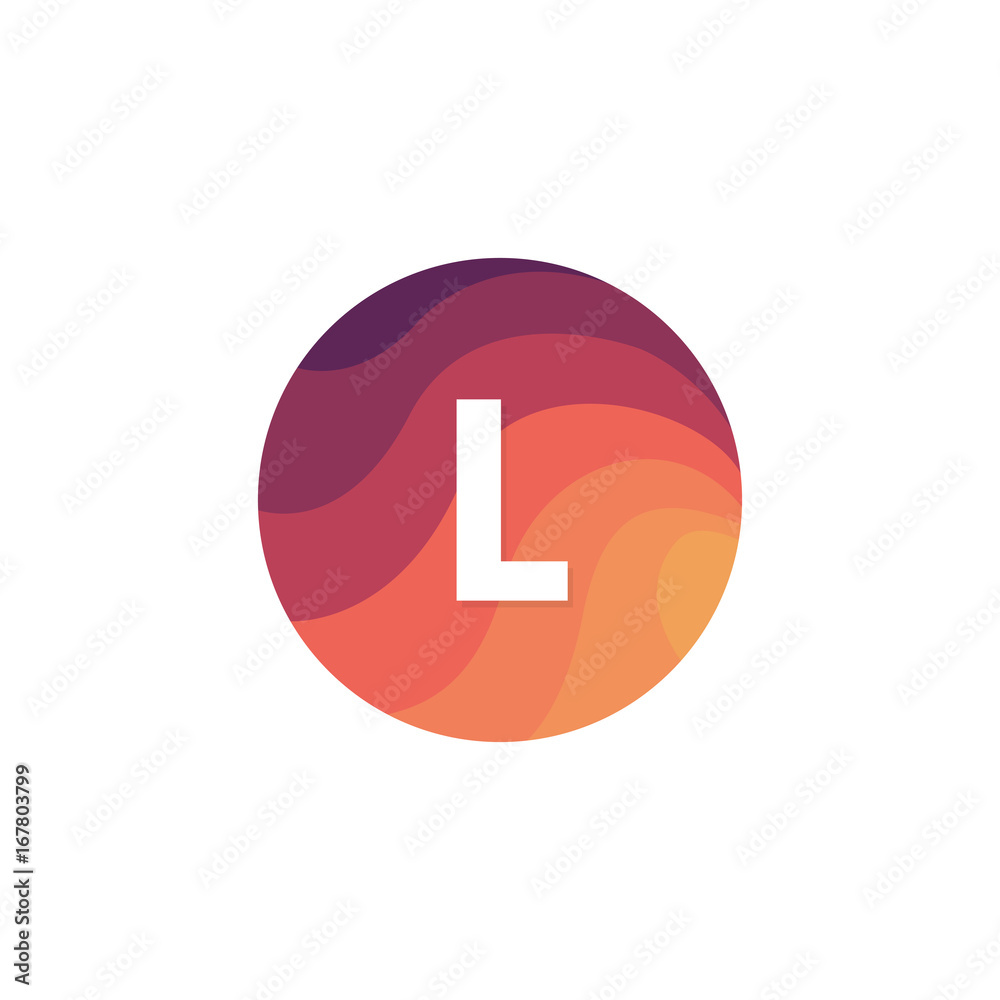 Retro circle icon L letter logo sign flat design. Retro circle icon L letter logo sign flat design.