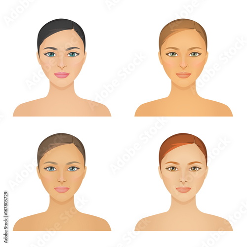 Various women color types information chart